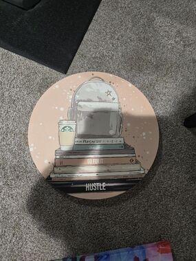 Hustle Wall Art - Pink Bookstack & Backpack Illustration
